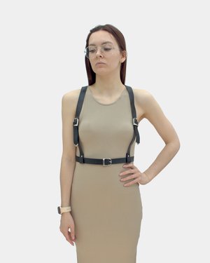 Женская портупея чёрная Cross Small - вид спереди