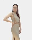 Женская портупея двухсторонняя бежево-красная Kristal - вид сбоку