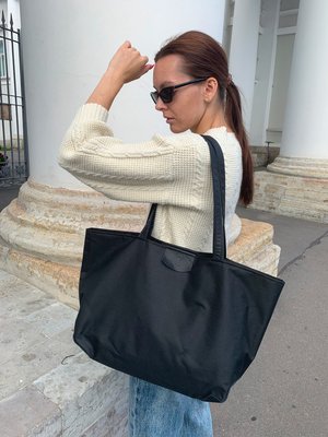 Шоппер из непромокаемой ткани оксфорд Shopen черный - вид спереди